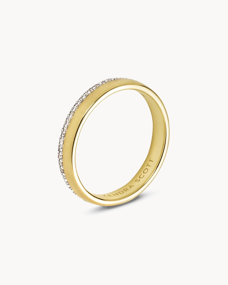 Whitney 14k Yellow Gold Band Ring In White Diamond