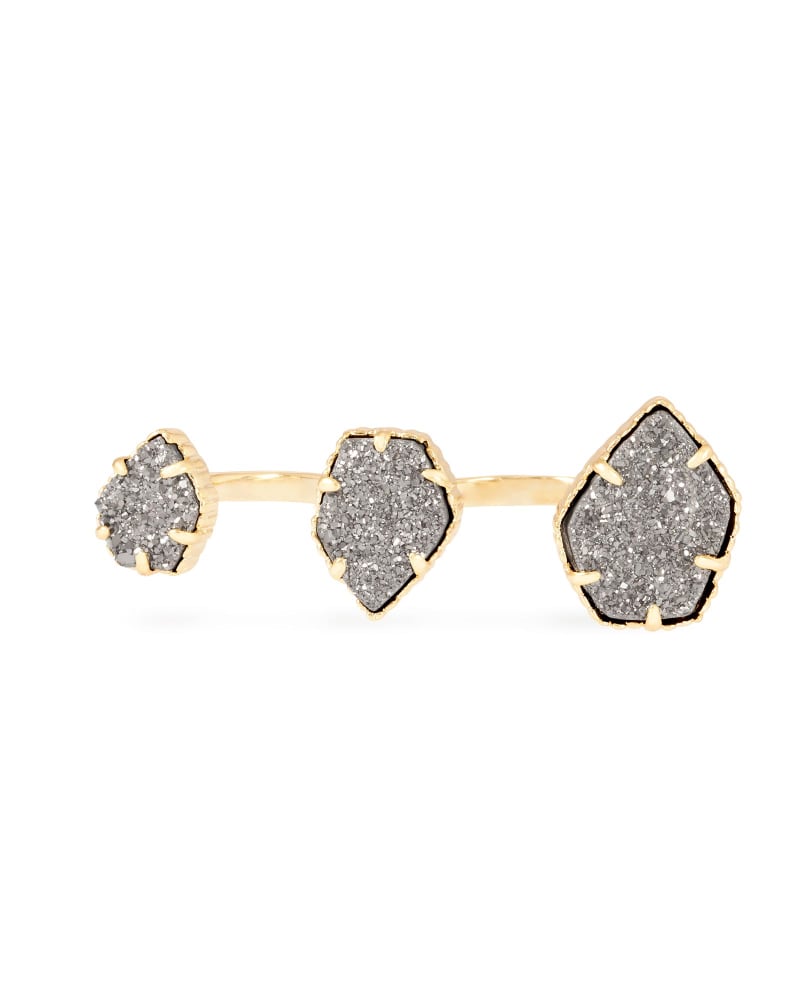  Naomi Gold Double Ring In Platinum Drusy