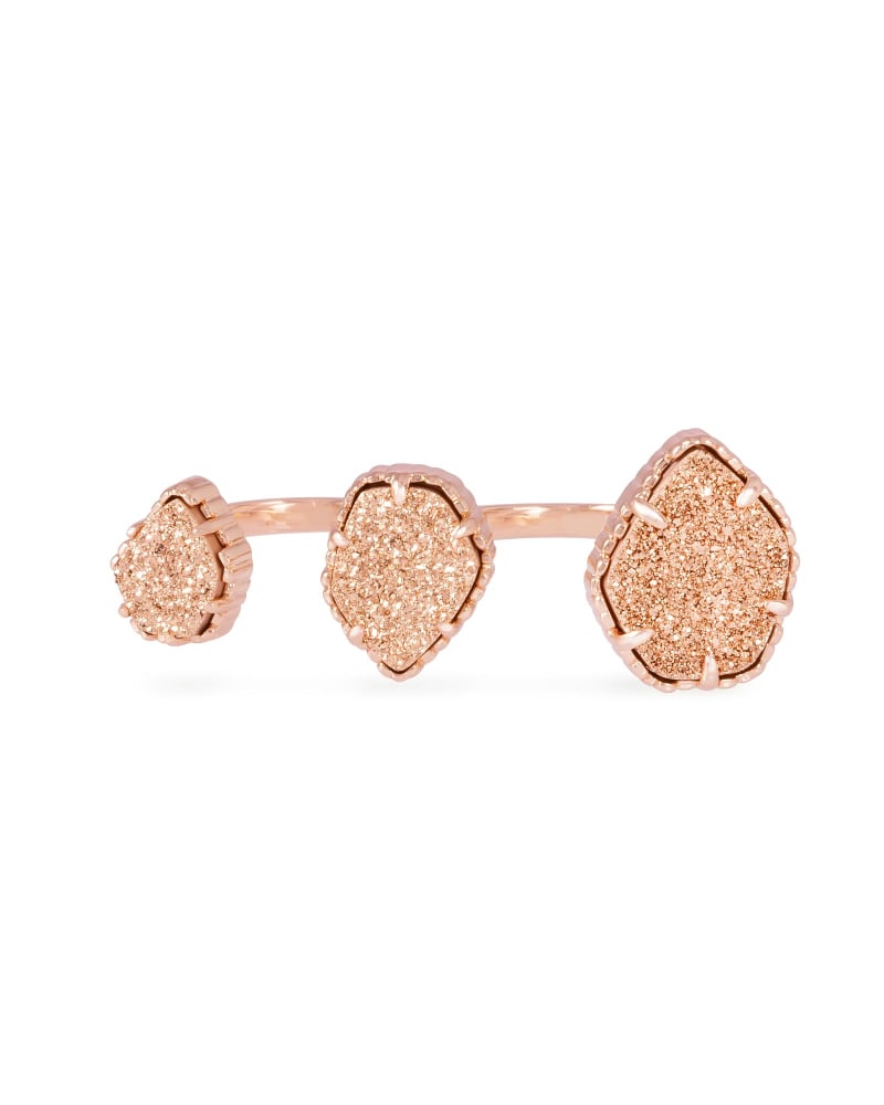  Naomi Rose Gold Double Ring In Rose Gold Drusy