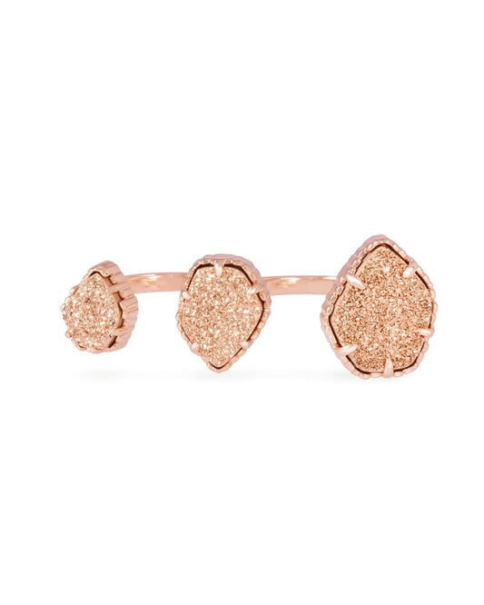  Naomi Rose Gold Double Ring In Rose Gold Drusy