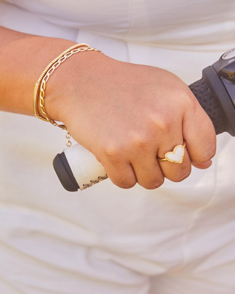  Ari Heart Gold Band Ring In Iridescent Drusy