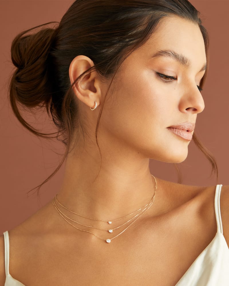  Audrey 14k Yellow Gold Pendant Necklace In White Diamond, .15ct