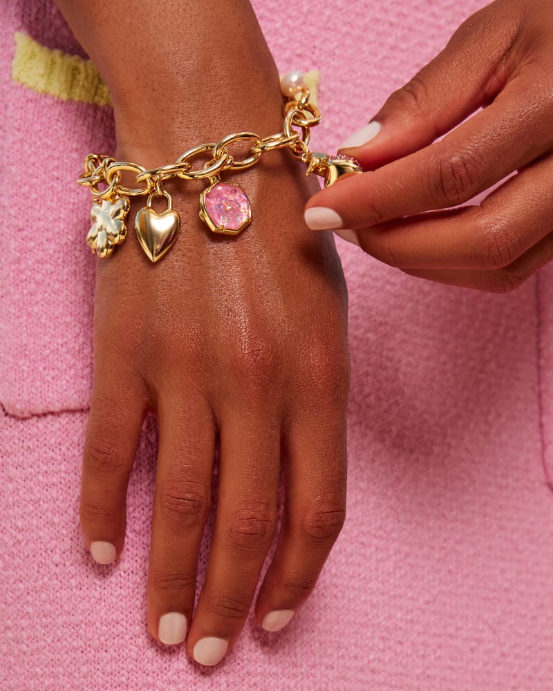  Barbie™ X Kendra Scott Gold Charm Bracelet In Pink Mix