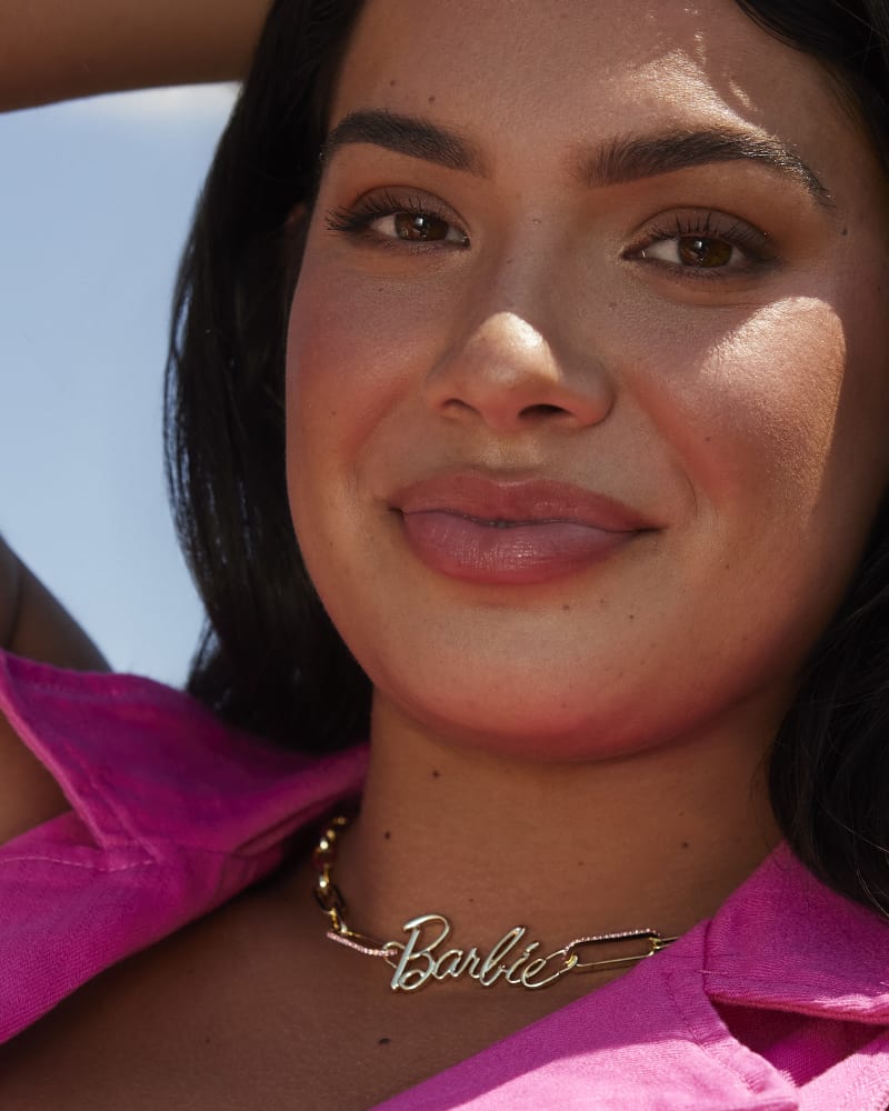  Barbie™ X Kendra Scott Gold Link And Chain Necklace In Pink Crystal