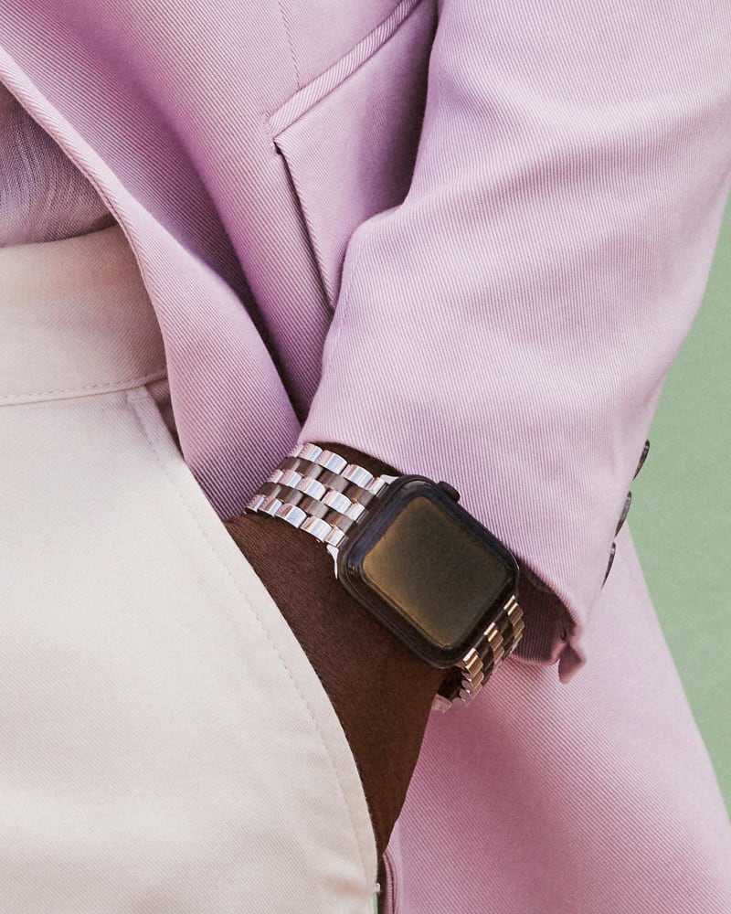  Beck 5 Link Watch Band In Two Tone Gunmetal Stainless Steel