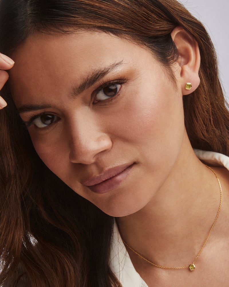  Davie 18k Gold Vermeil Stud Earrings In Peridot