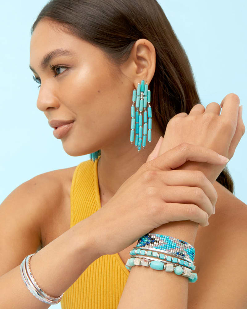  Britt Silver Beaded Bracelet In Turquoise Mix