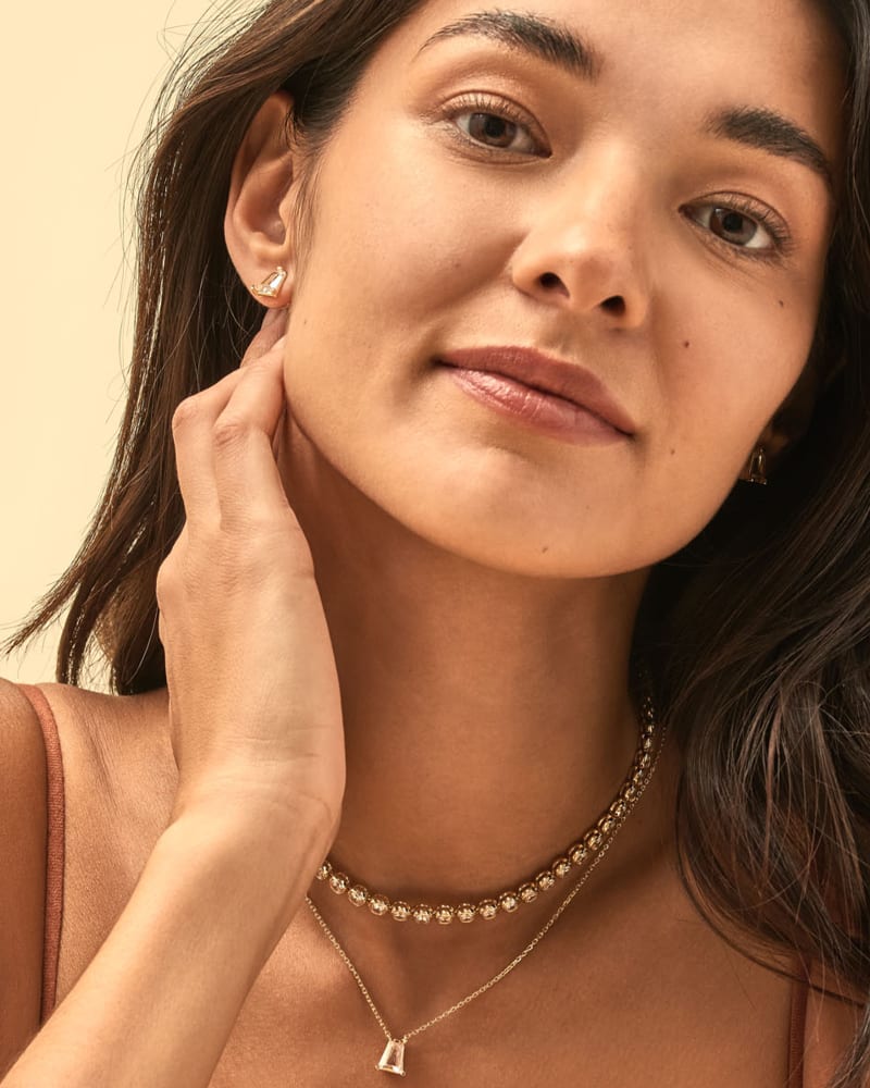  Carmen Gold Tennis Necklace In White Crystal