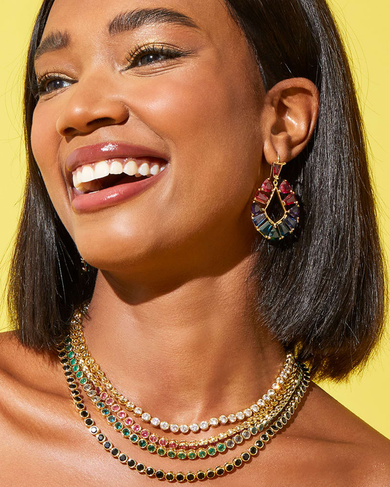  Carmen Gold Tennis Necklace In White Crystal