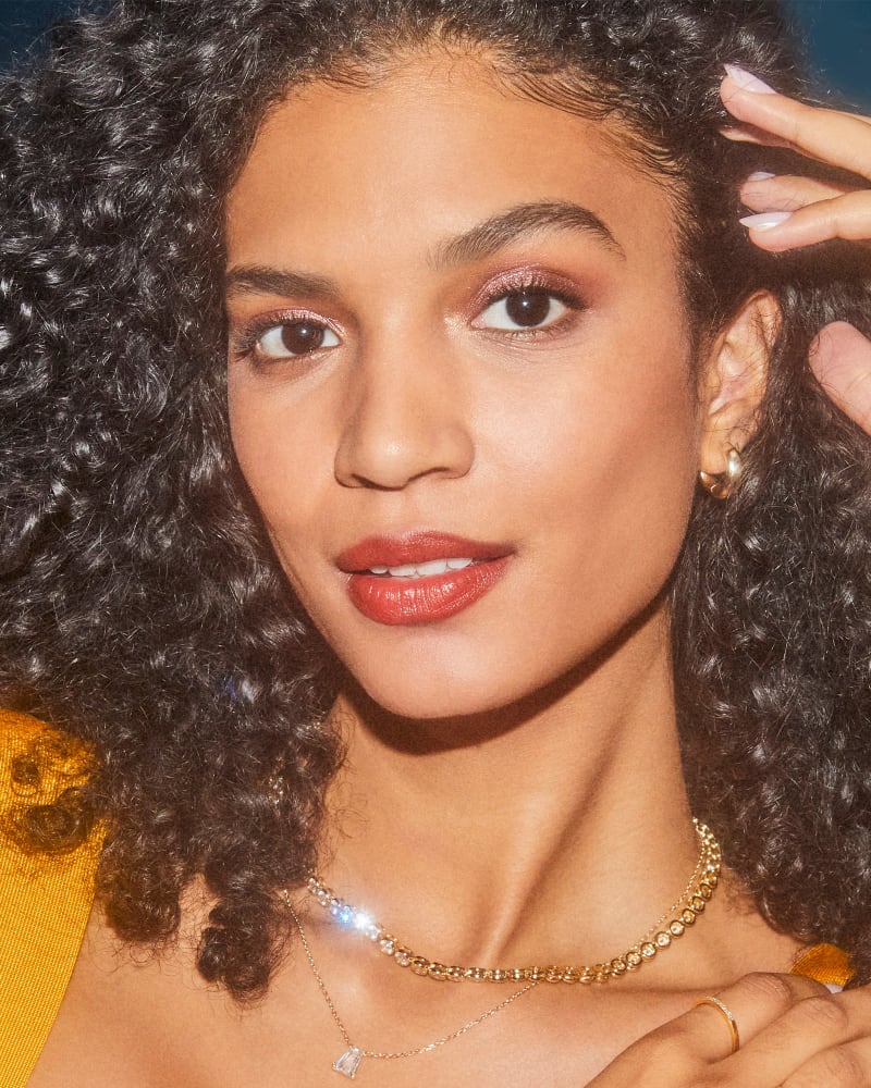  Carmen Gold Tennis Necklace In White Crystal
