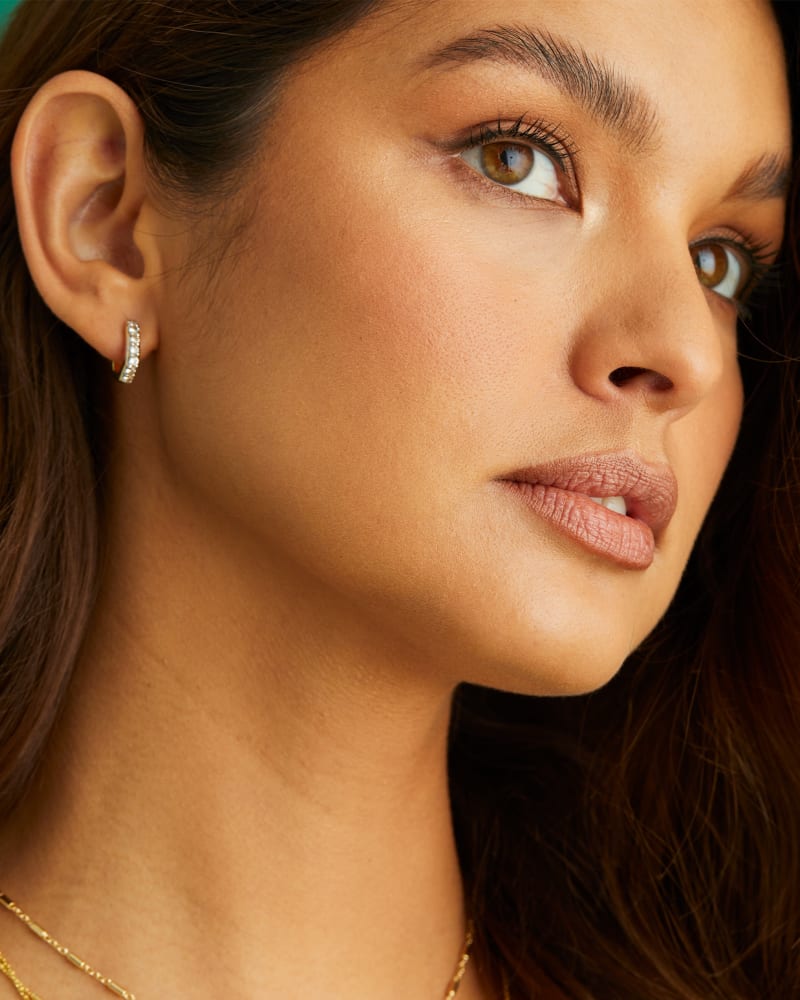  Davie 18k Gold Vermeil Huggie Earrings In White Topaz