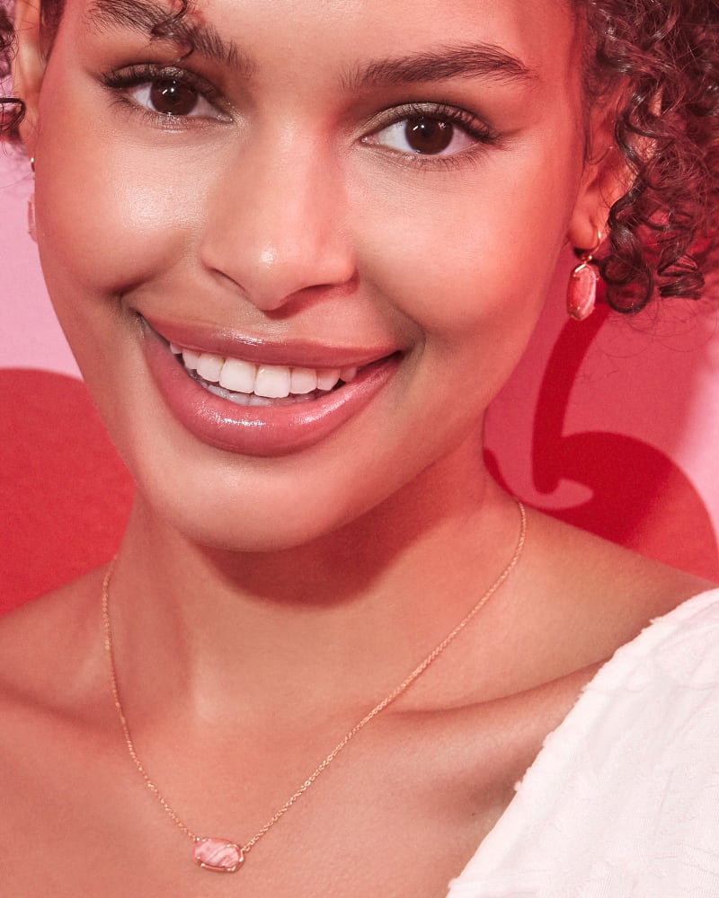  Elisa 18k Gold Vermeil Pendant Necklace In Pink Rhodochrosite