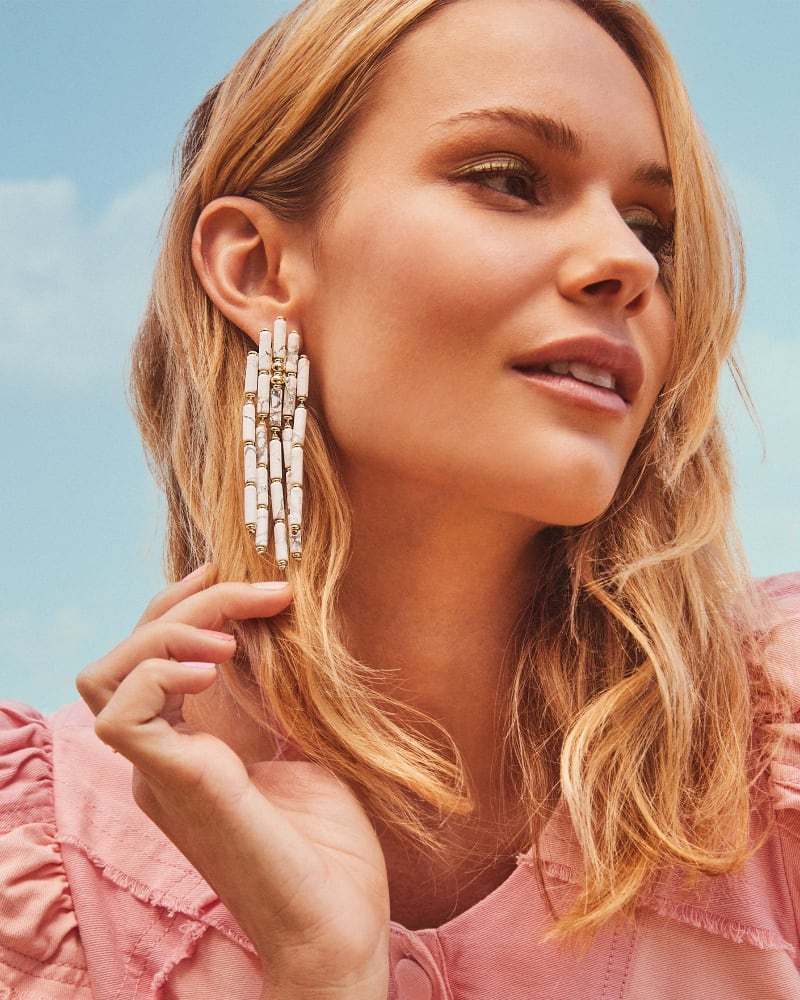  Ember Gold Statement Earrings In White Howlite