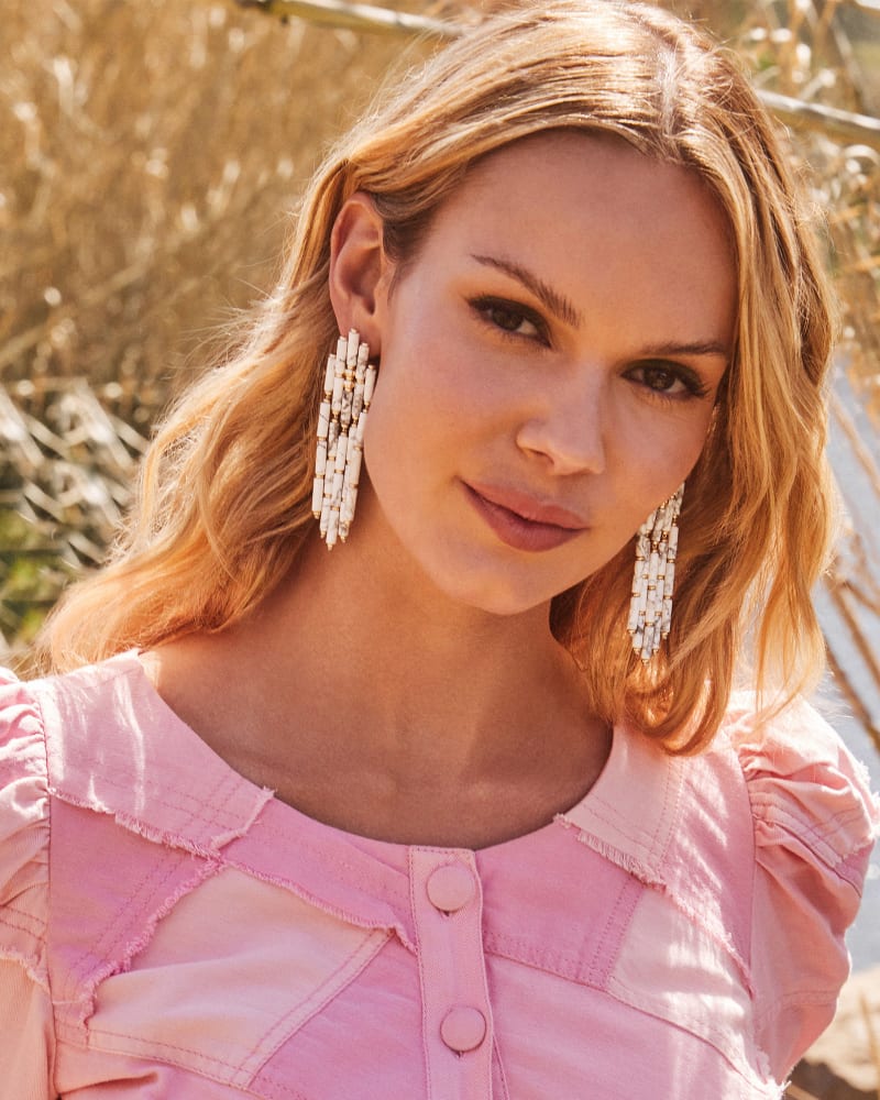  Ember Gold Statement Earrings In White Howlite