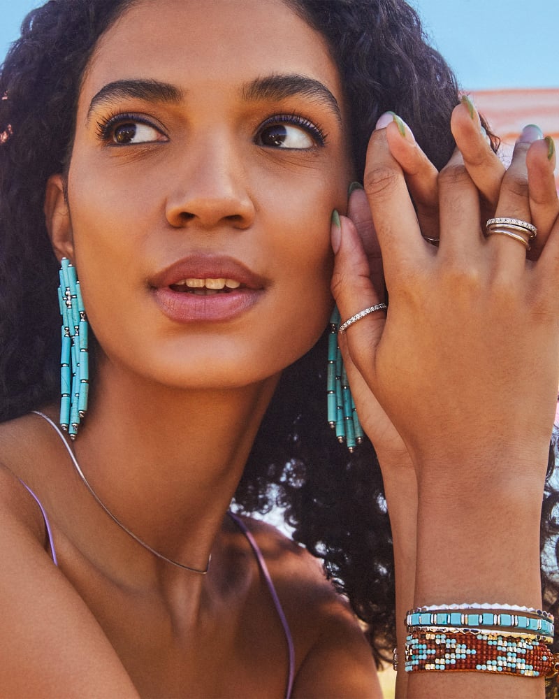  Ember Silver Triple Cuff Bracelet In Variegated Turquoise Magnesite