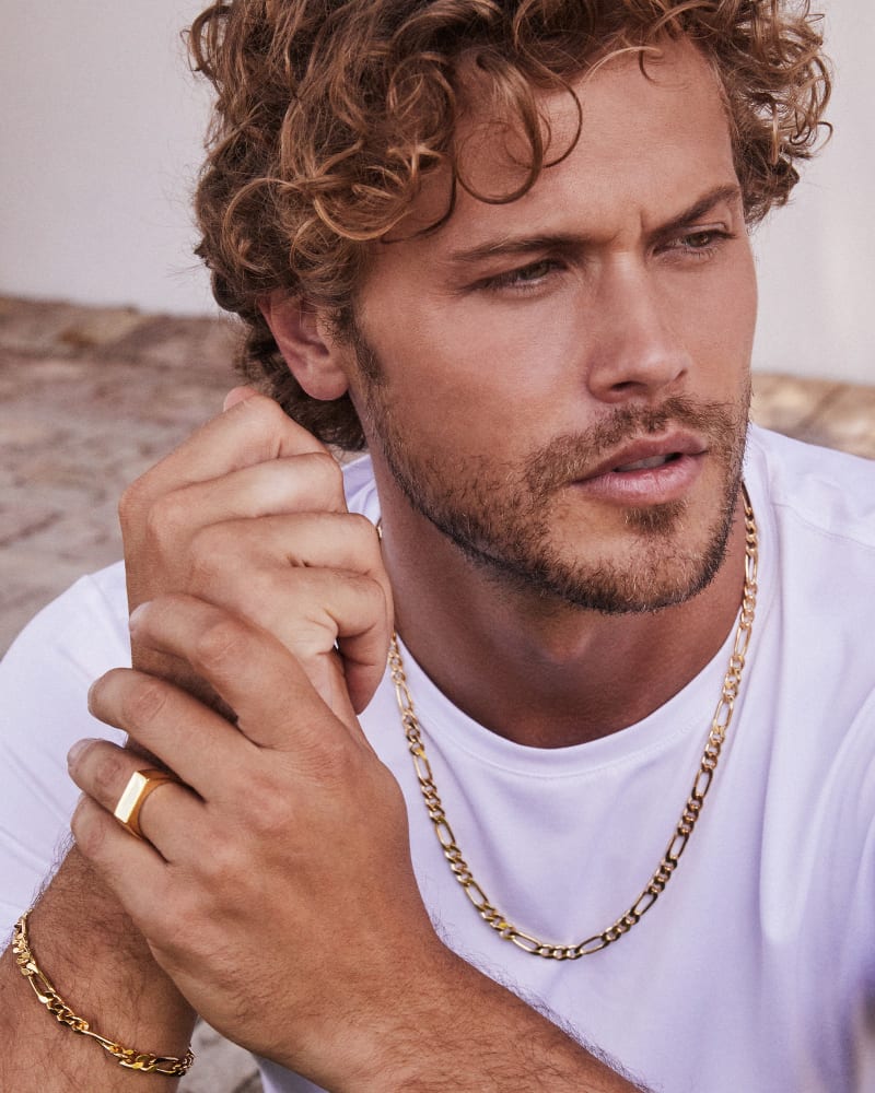  Figaro Chain Bracelet In 18k Gold Vermeil