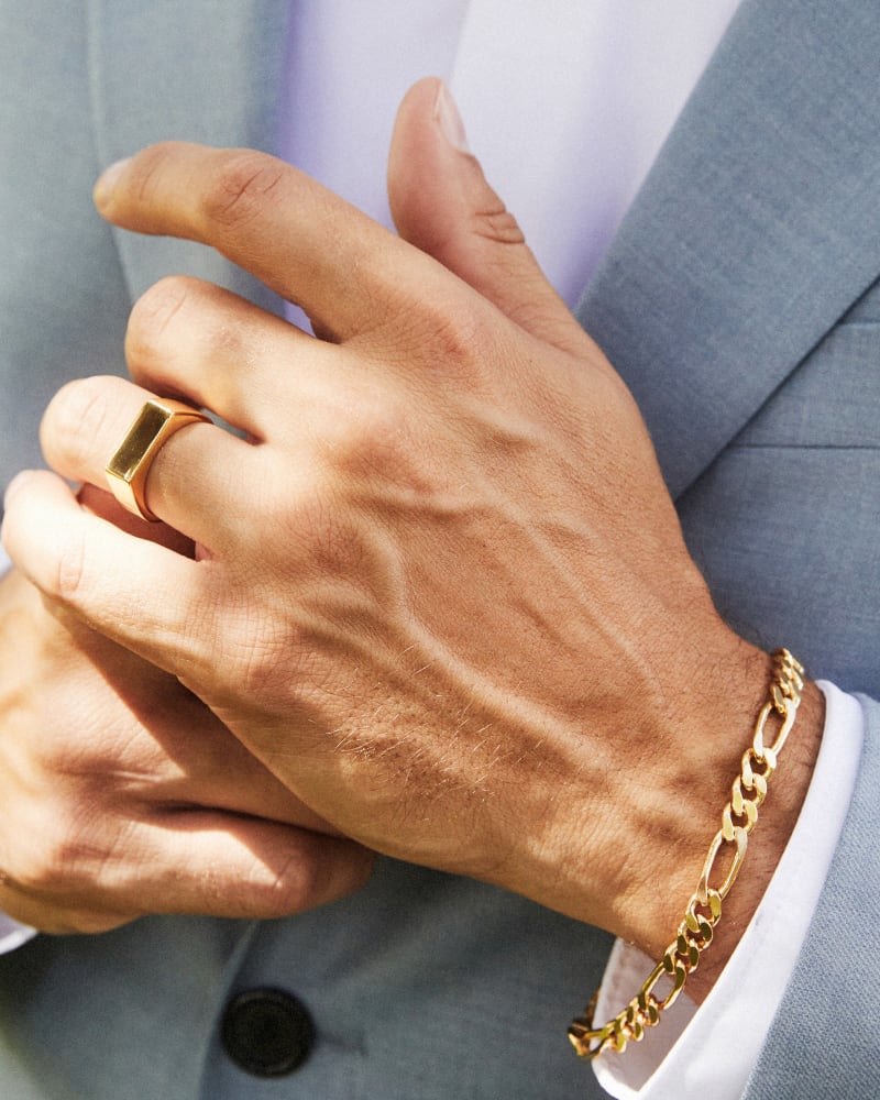  Figaro Chain Bracelet In 18k Gold Vermeil