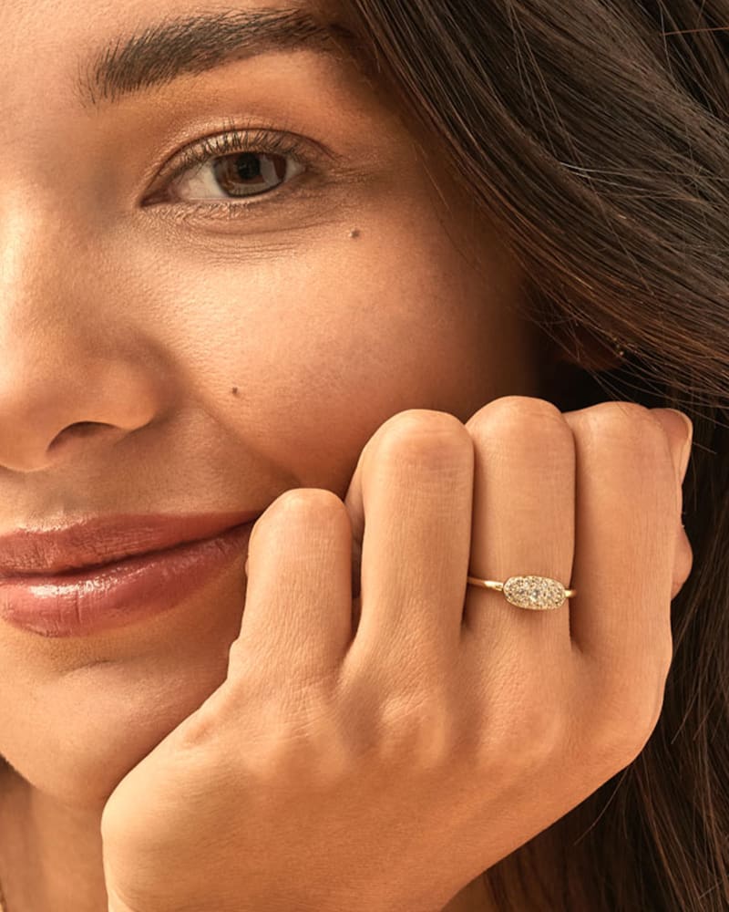  Grayson Gold Band Ring In White Crystal