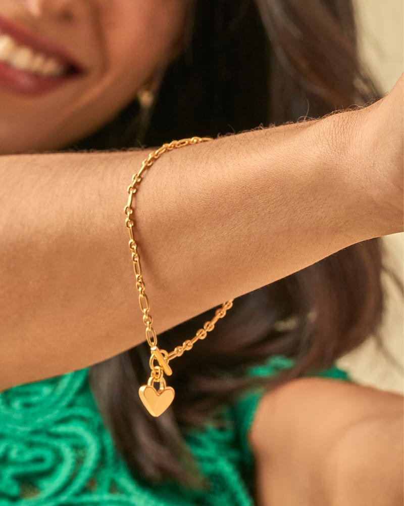  Heart Padlock Chain Bracelet In 18k Gold Vermeil