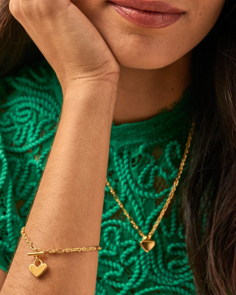  Heart Padlock Chain Bracelet In 18k Gold Vermeil