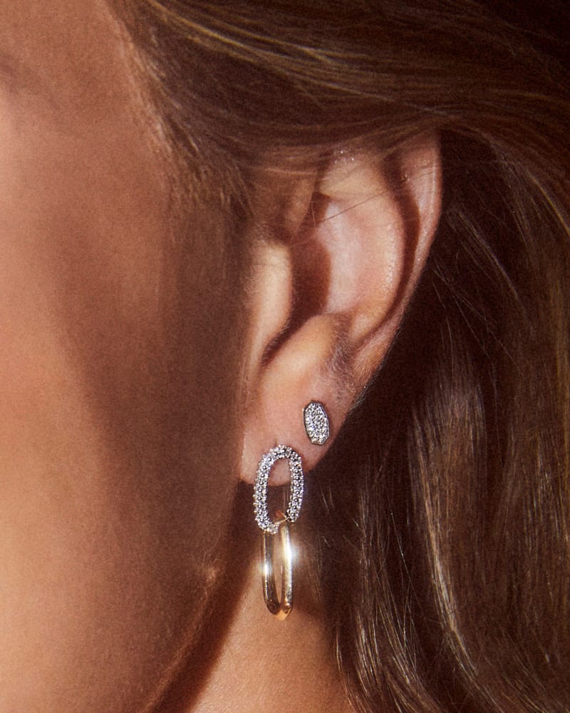  Elisa 14k Yellow Gold Interlocking Drop Earrings In White Diamond
