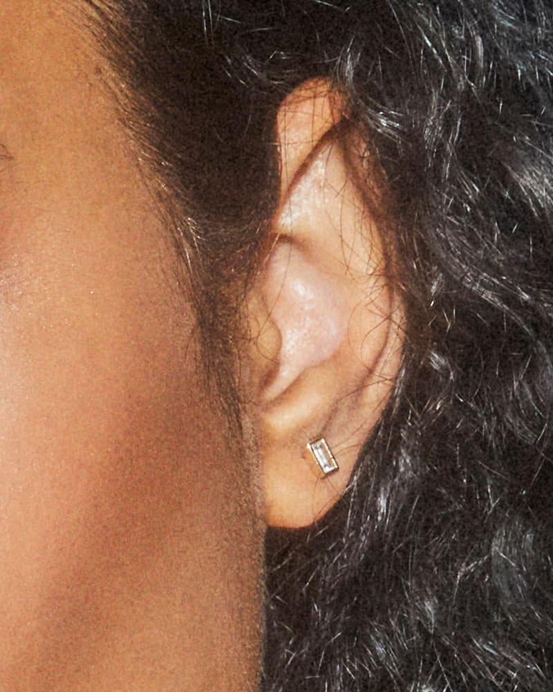  Isabella 14k Yellow Gold Stud Earrings In White Diamond