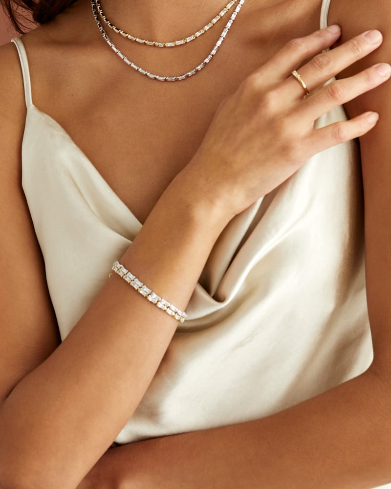  Juliette Gold Delicate Chain Bracelet In White Crystal