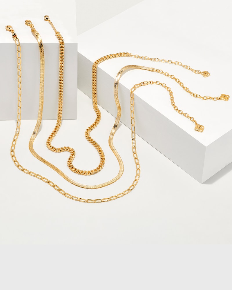  Set Of 3 Chain Necklace Layering Set In Gold