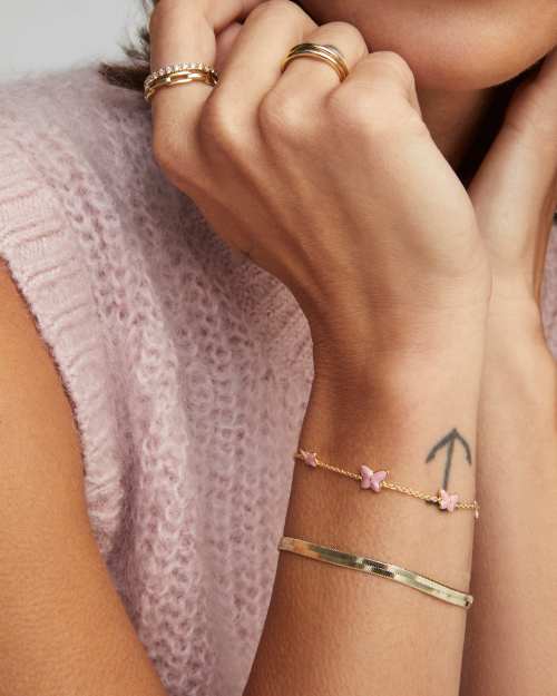  Lillia Butterfly Enamel Delicate Chain Bracelet