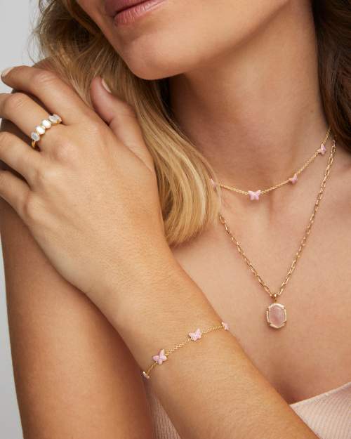  Lillia Butterfly Enamel Delicate Chain Bracelet