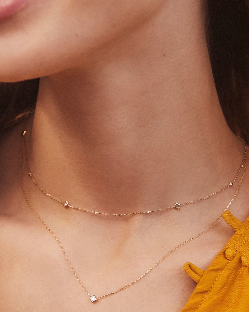  Michelle 14k Yellow Gold Pendant Necklace In White Diamond