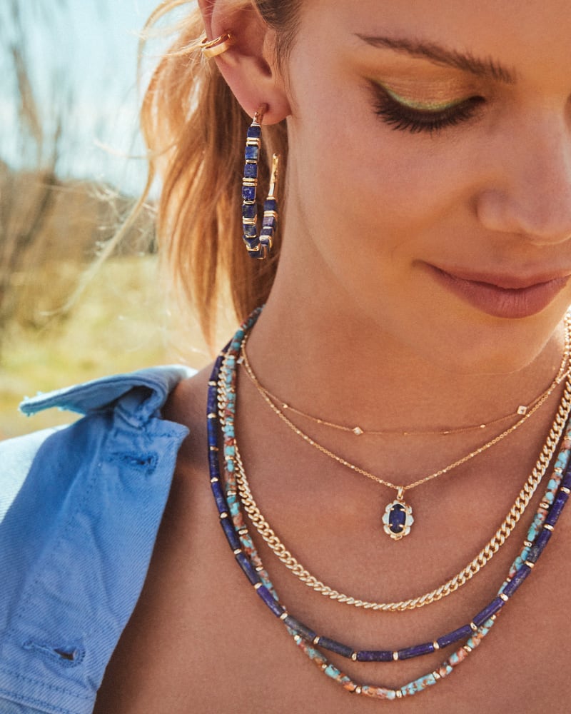  Piper Gold Pendant Necklace In Blue Lapis