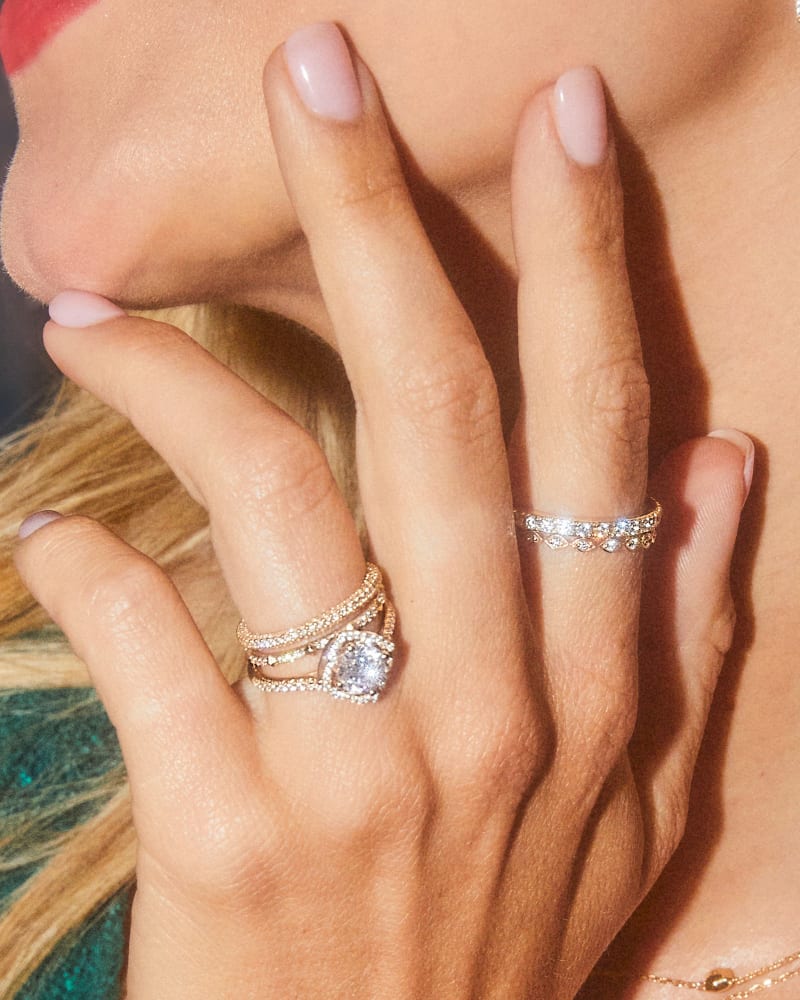  Remi 14k Yellow Gold Band Ring In White Diamonds