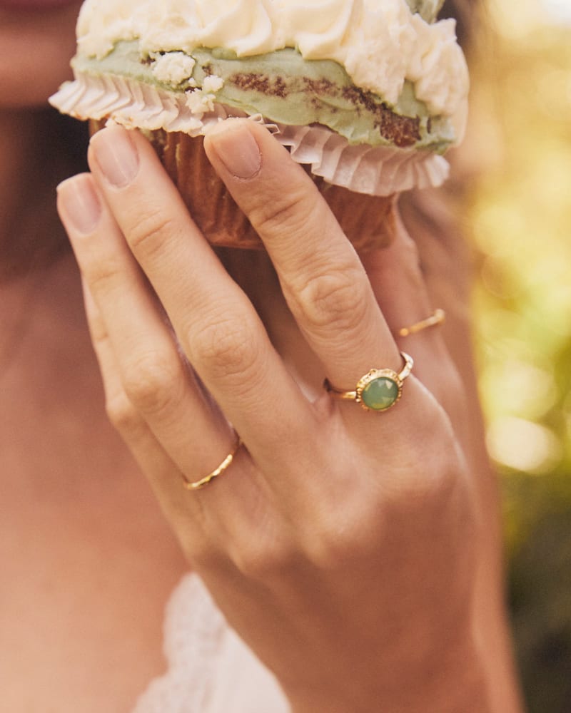  Sage 18k Gold Vermeil Statement Ring In Chrysoprase