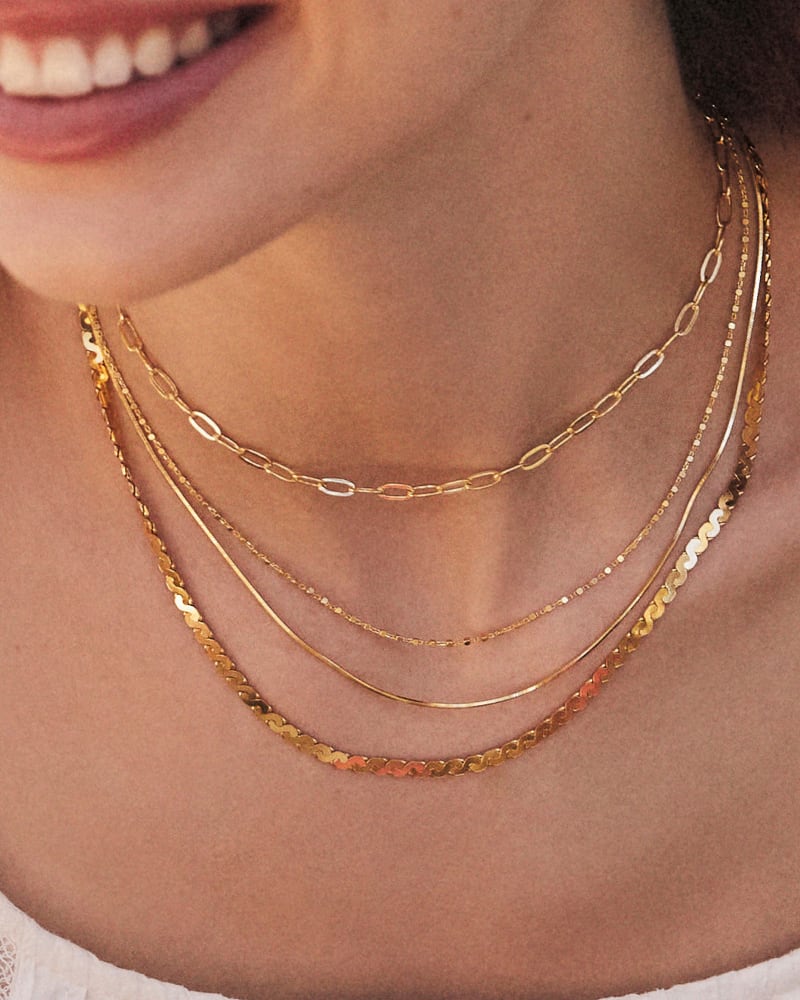  Diamond Cut Snake Chain Necklace In 18k Gold Vermeil