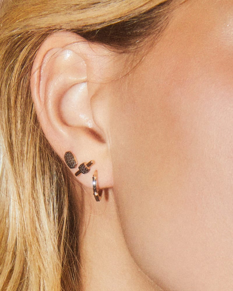  Stella 14k Yellow Gold Stud Earrings In Black Diamond