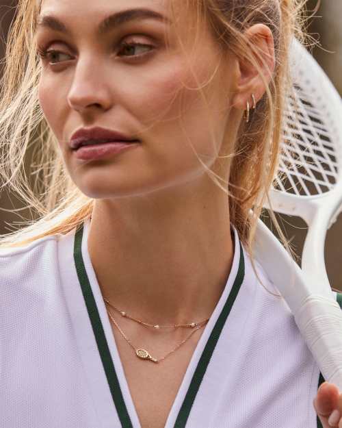  Diamond Accent Tennis Racket Necklace