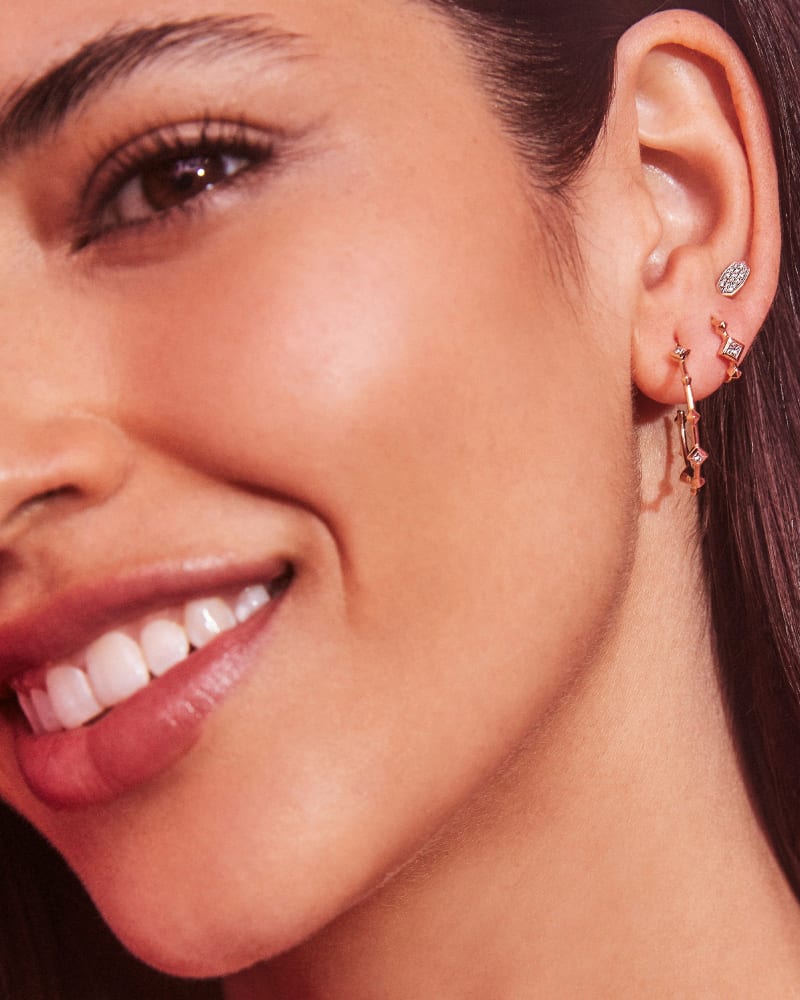  Michelle 14k Yellow Gold Hoop Earrings In White Diamond