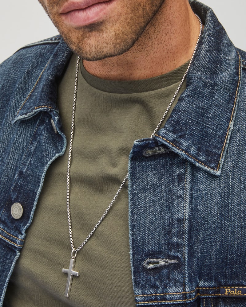  Cross Necklace In Oxidized Sterling Silver