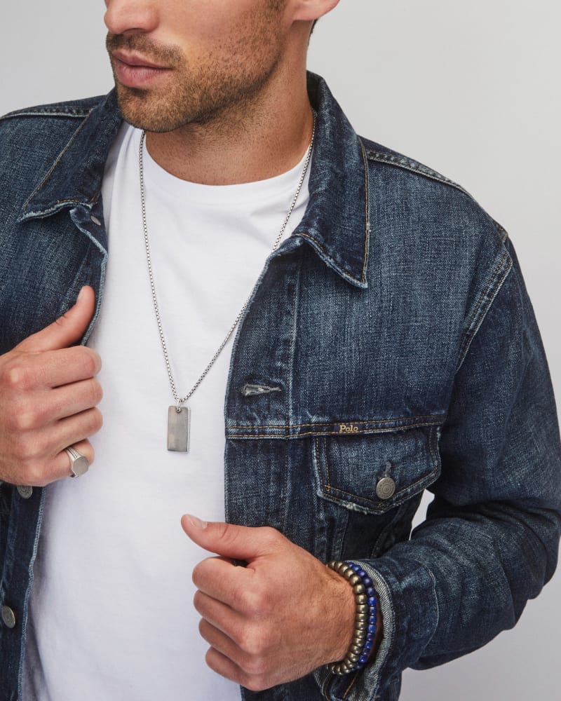  Dog Tag Necklace In Oxidized Sterling Silver