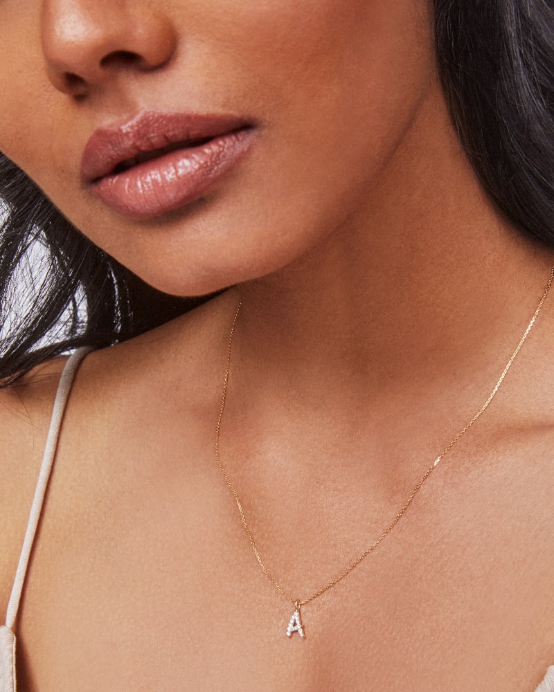  Diamond Letter A Pendant Necklace In 14k Yellow Gold