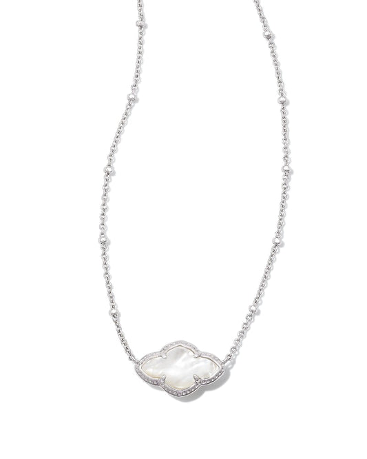  Abbie Silver Pendant Necklace In Ivory Mother-of-Pearl