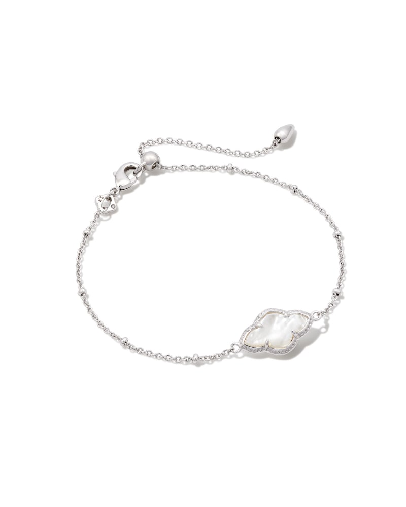  Abbie Silver Satellite Chain Bracelet In Ivory Mother-of-Pearl