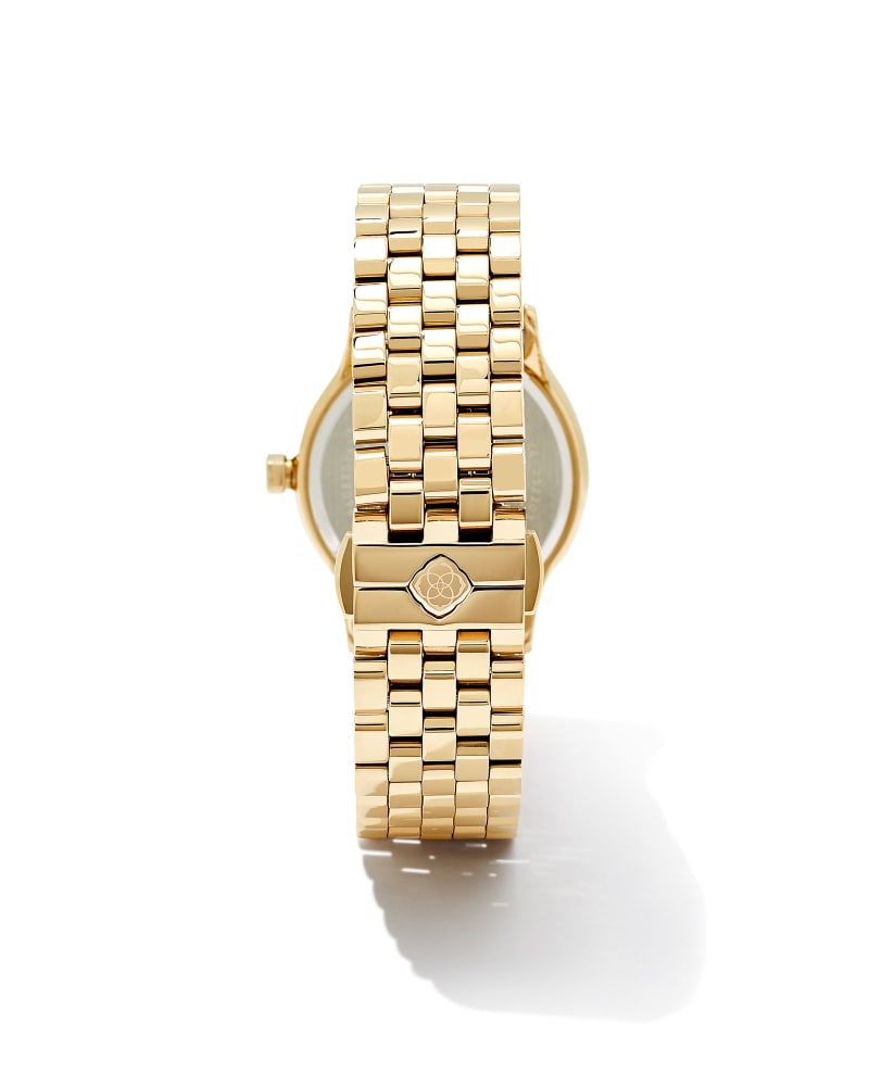  Alex Gold Tone Stainless Steel 35mm Diamond Dial Watch In Ivory Mother-of-Pearl