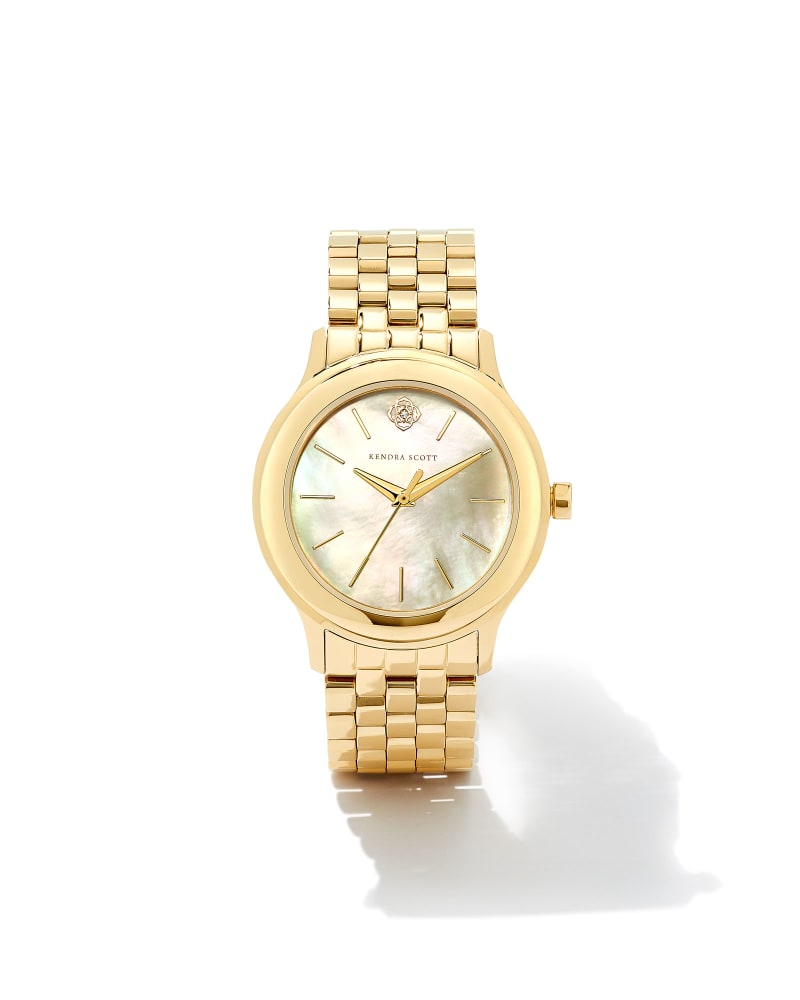  Alex Gold Tone Stainless Steel 35mm Watch In Ivory Mother-of-Pearl