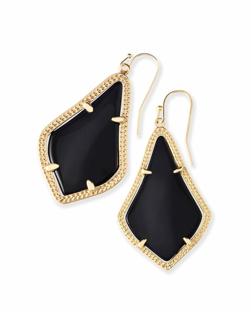  Alex Gold Drop Earrings In Black Opaque Glass