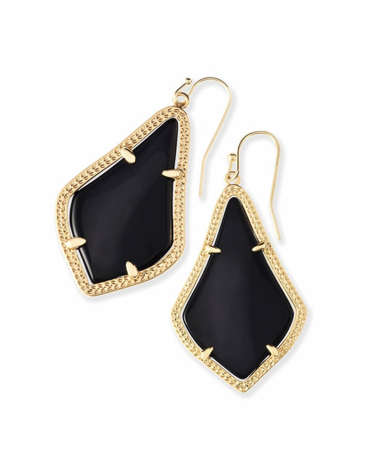  Alex Gold Drop Earrings In Black Opaque Glass