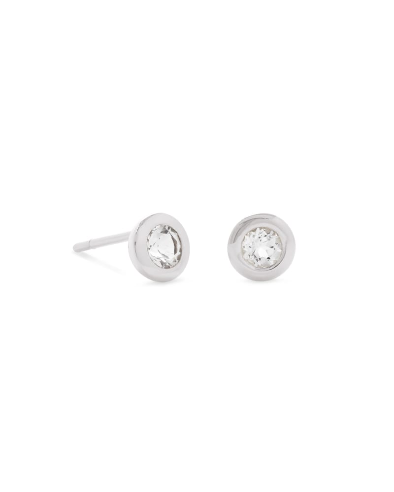  Aliyah Sterling Silver Stud Earrings In White Topaz