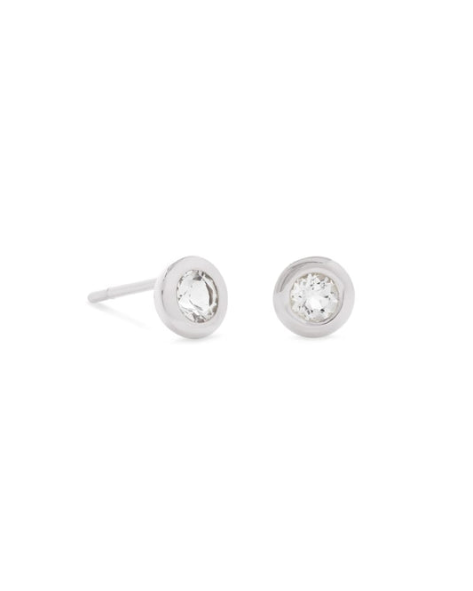  Aliyah Sterling Silver Stud Earrings In White Topaz