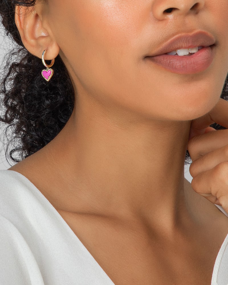  Ari Heart Silver Huggie Earrings In Watercolor Illusion